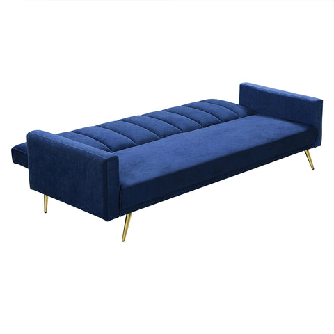 Levede Sofa Bed Convertible Velvet Lounge Recliner Couch Sleeper 3 Seater Blue-1954802342377426949