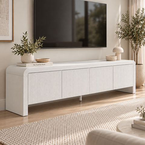 Holly TV Unit Entertainment Unit Fluted 180cm White