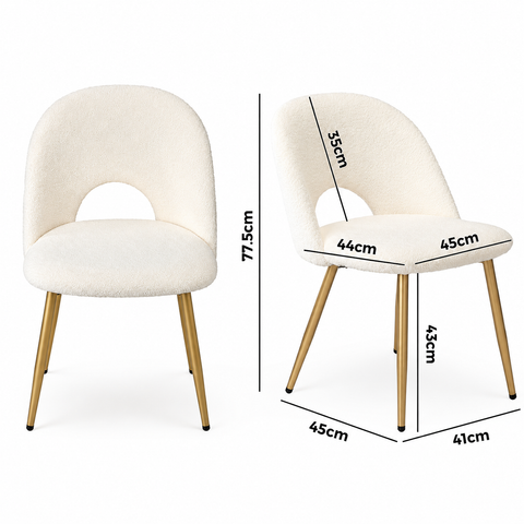 Ellie 5pcs Set Round Dining and Boucle Chairs
