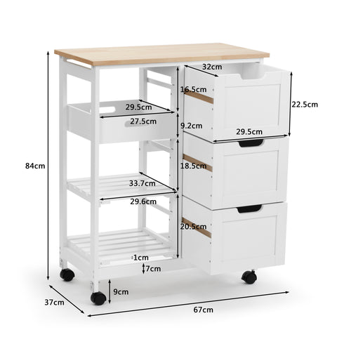 Kitchen Trolley 3 drawers 2 shelves
