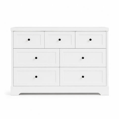 Avalon White Dresser 7 Drawer 120cm Wide