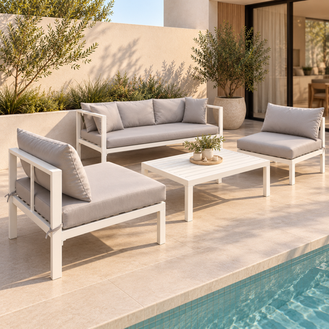 Milan 4 Seater Outdoor Sofa Set Aluminium Lounge Setting
