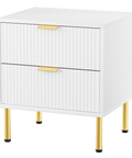Levede Bedside Table with 2 Drawers White Metal Legs-1954802444596809736