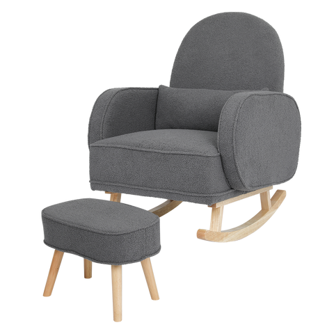 Levede Fleece Rocking Chair with footstool-1954802408546766856