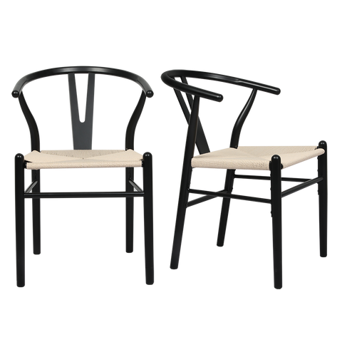 Levede 4x Dining Chairs Wooden Hans Black-1966287363428716552
