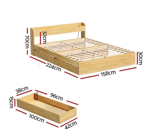 Aura 3Pcs Queen Bedroom Set with Storage and 2x Fluted Bedsides