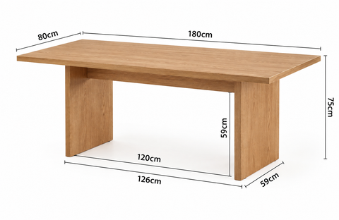 Bella 7Pcs Dining Set with 180cm Oak Rectangular Table & Six White Sherpa Chairs