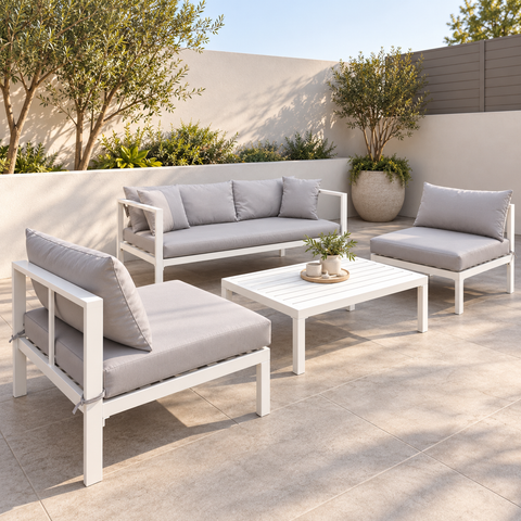 Milan 4 Seater Outdoor Sofa Set Aluminium Lounge Setting
