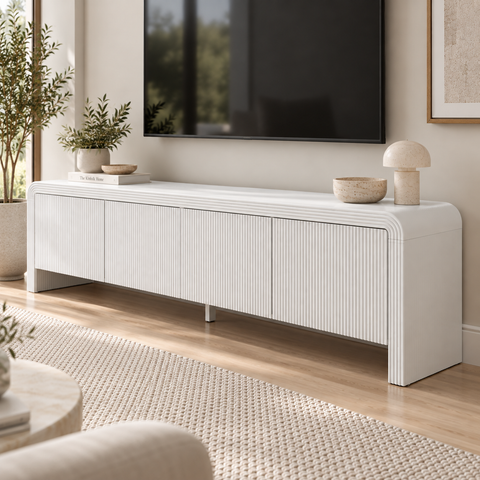Holly TV Unit Entertainment Unit Fluted 180cm White