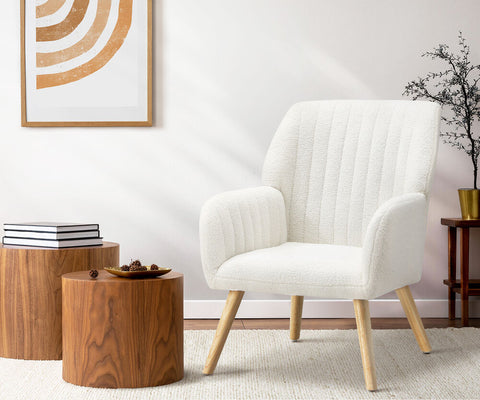 Armchair Lounge Sofa Chair Sherpa Couches White