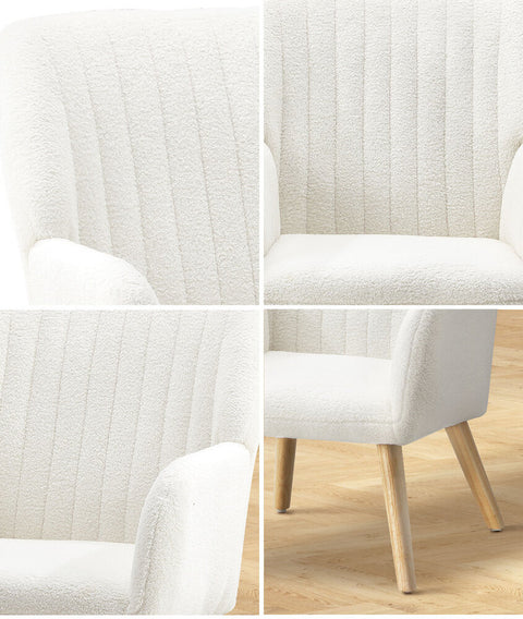 Armchair Lounge Sofa Chair Sherpa Couches White