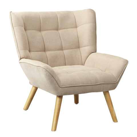 Armchair Fabric Upholstered Tub Chair Beige