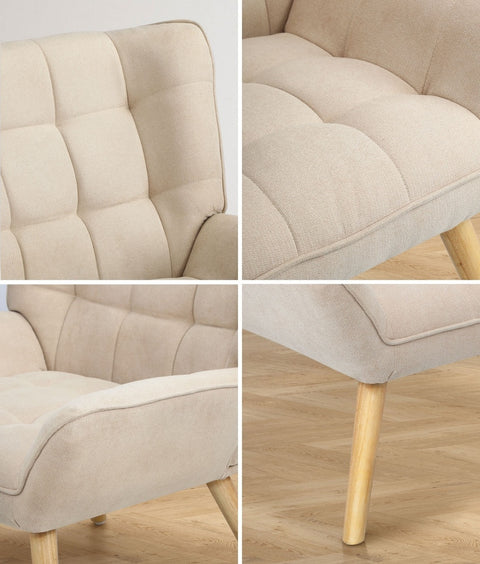 Armchair Fabric Upholstered Tub Chair Beige