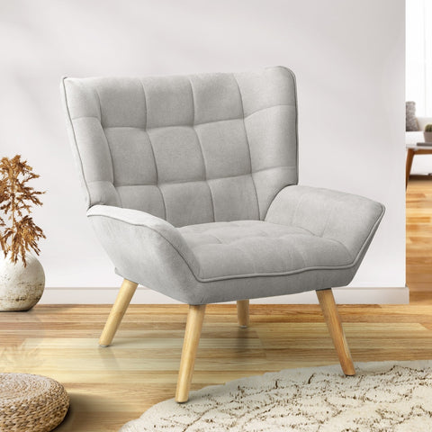 Armchair Fabric Upholstered Tub Chair Grey
