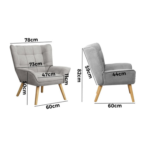 Armchair Fabric Upholstered Tub Chair Grey