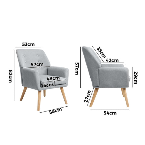 Armchair Linen Fabric Grey