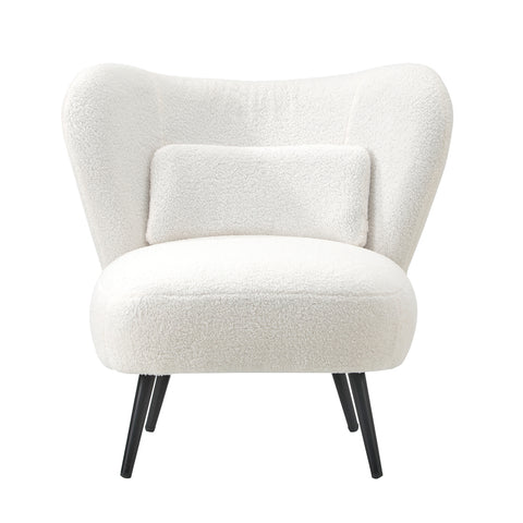 Lounge Chair with Lumbar Pillow Wingback Boucle White