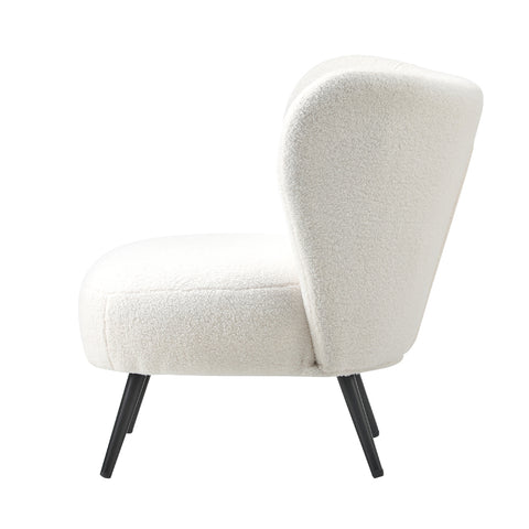 Lounge Chair with Lumbar Pillow Wingback Boucle White