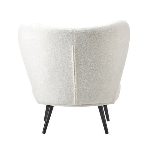 Lounge Chair with Lumbar Pillow Wingback Boucle White