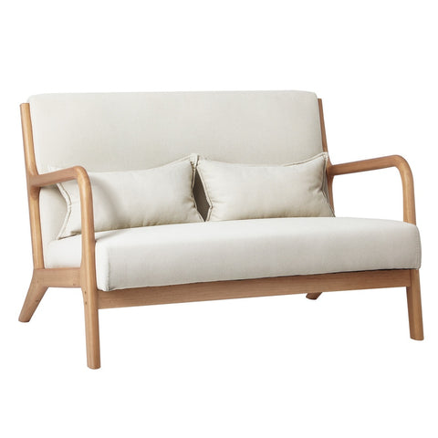 Armchair Couch Pillows 2 Seater Fabric Beige