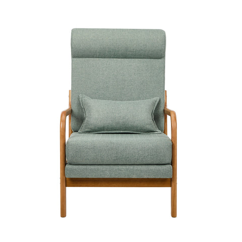 Armchair Linen Fabric Lounge Chair with Lumbar Pillow Green