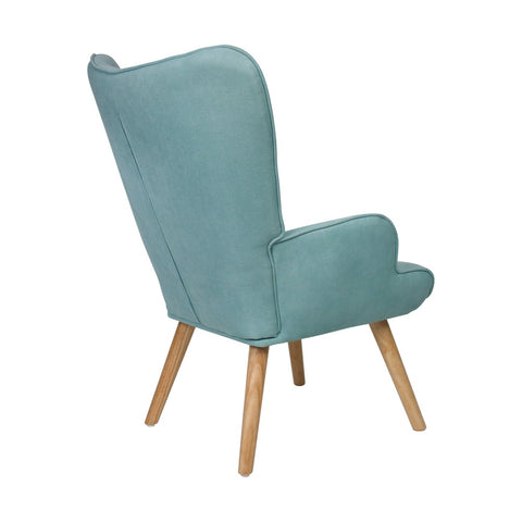 Armchair with Footstool Fabric Blue