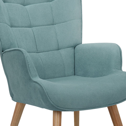 Armchair with Footstool Fabric Blue