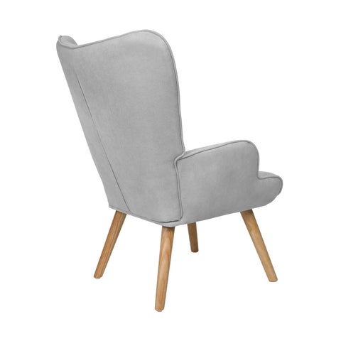 Armchair with Footstool Fabric Grey