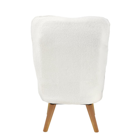 Armchair with Ottoman Swivel Sherpa White