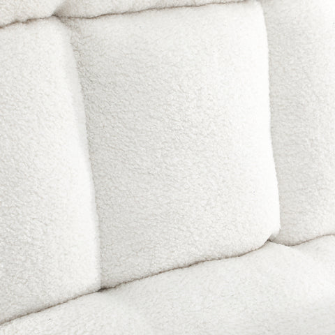 Armchair with Ottoman Swivel Sherpa White