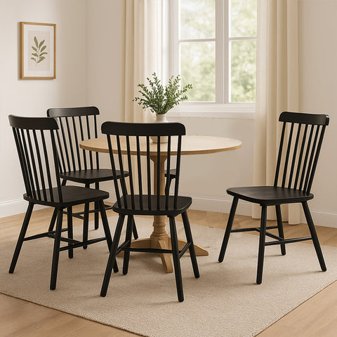 Levede 4x Dining Chairs Kitchen Winsor Black-1966287359607705607