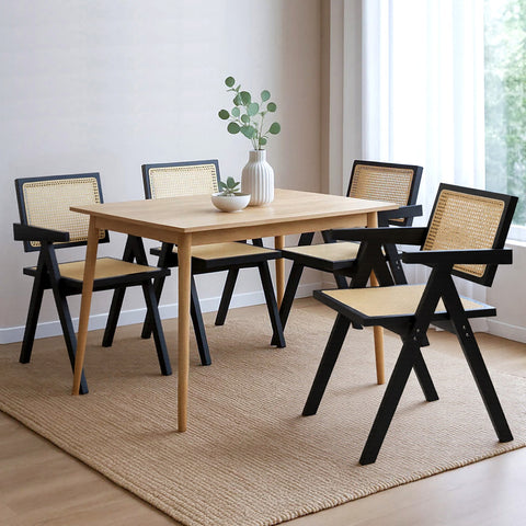 Levede 4x Black Wicker Armchair Dining Chair-1966287371590832135