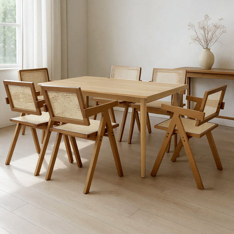 Levede 6x Walnut Wicker Armchair Dining Chair-1966287372651991047