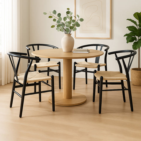 Levede 4x Dining Chairs Wooden Hans Black-1966287363428716551