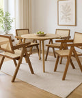 Levede 4x Walnut Wicker Armchair Dining Chair-1966287372387749895