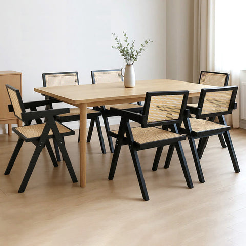 Levede 6x Black Wicker Armchair Dining Chair-1966287371779575815