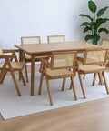 Levede 6x Dining Chair Solid Wood Rattan-1966287371024601095