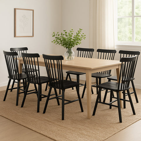 Levede 8x Dining Chairs Kitchen Winsor Black-1966287360027136007