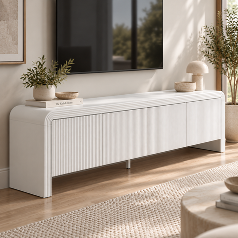 Holly TV Unit Entertainment Unit Fluted 180cm White