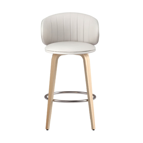 2x  Bar Stools Dining Chairs Contoured Leather Wood Stool