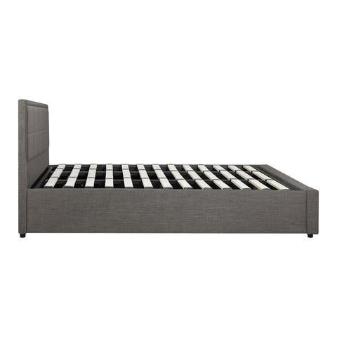 Bed Frame King Size Gas Lift Storage Base Fabric Grey