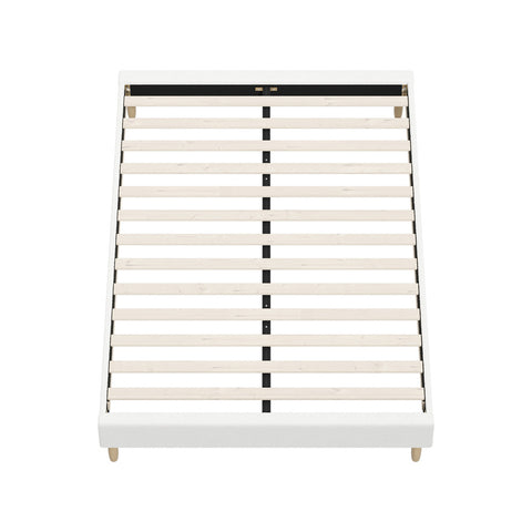 Bed Frame Double Size Bed Base White Boucle