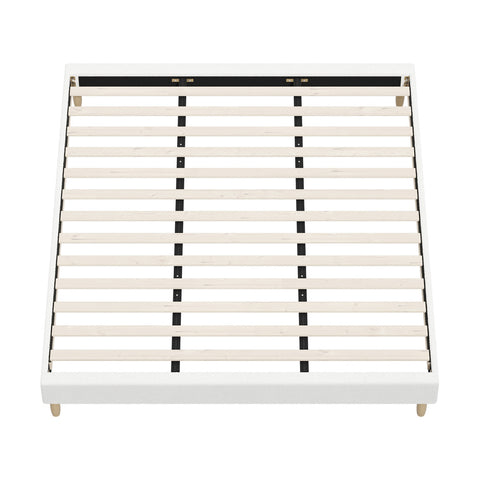 Bed Frame King Size Bed Base White Boucle