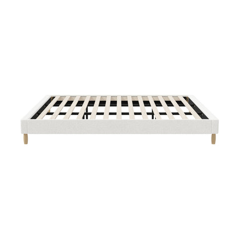Bed Frame King Size Bed Base White Boucle