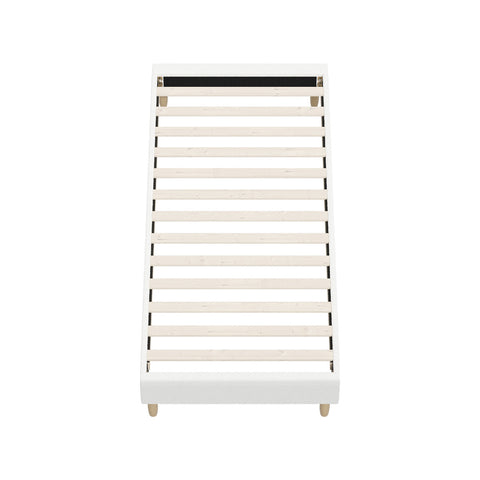 Bed Frame Single Size Bed Base White Boucle