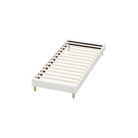 Bed Frame Single Size Bed Base White Boucle