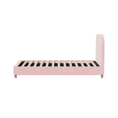 Bed Frame King Single Size Pink Boucle Cloud Shape