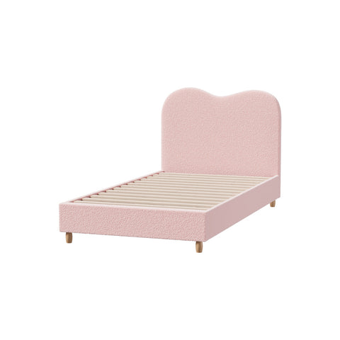Bed Frame King Single Size Pink Boucle Cloud Shape