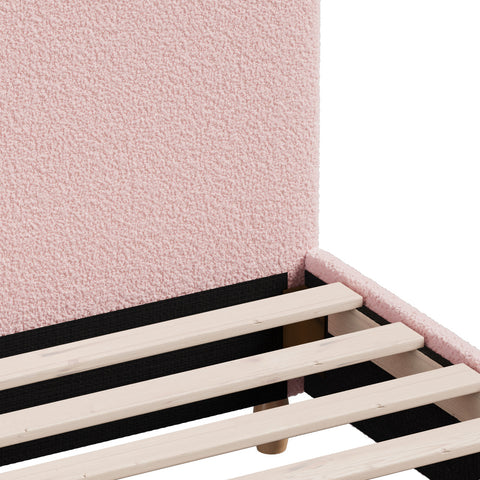 Bed Frame King Single Size Pink Boucle Cloud Shape