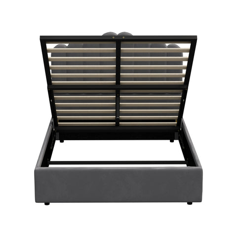 Bed Frame Double Size Gas Lift Velvet Grey